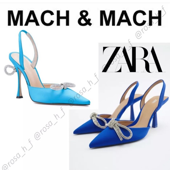 ZARA Slingback Heels With Bow Blue - Picture 2 of 5